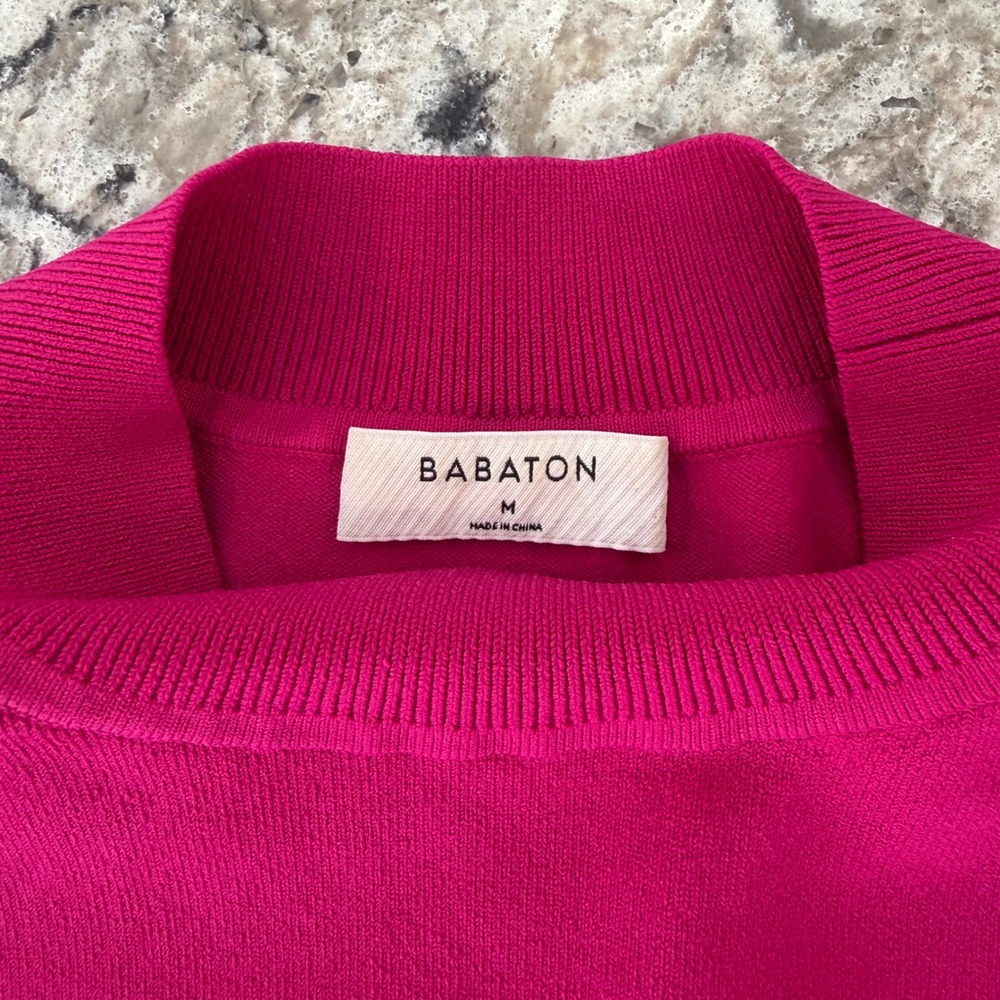 Babaton Aritzia Astrid Sculpt Knit Mock Neck Long Sleeve Granita Pink SZ Medium - Picture 6 of 7